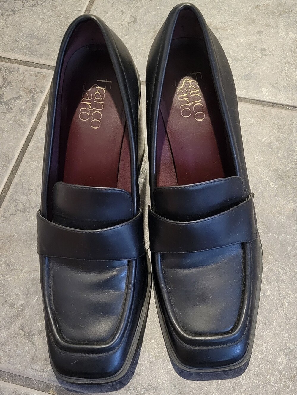 Franco Sarto Women's Black Leather Penny Loafers